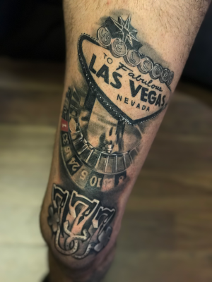 Las Vegas themed,part of half leg pro...Healed