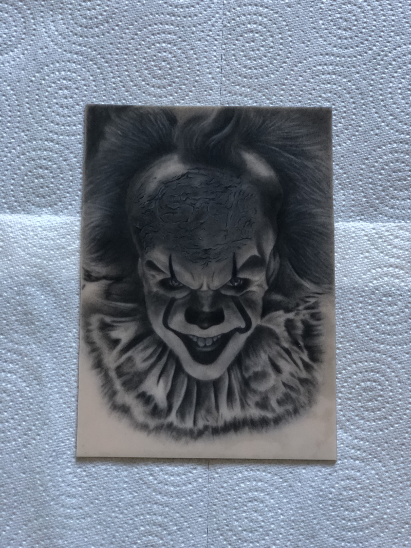 Pennywise IT Clown Practice Skin Drawing by Chris – Black & Grey | Unicorn Tattoo Art Collective, Ashford Surrey