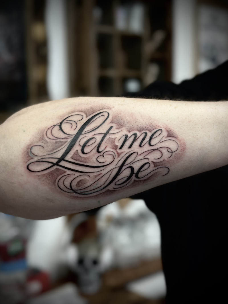 Chicano Style Lettering Tattoo – Custom Script Forearm Ashford Surrey