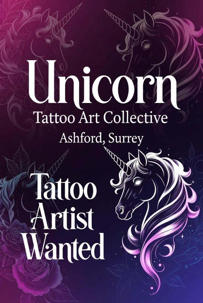 Tattoo artist wanted Unicorn Tattoo Art Collective, Ashford Surrey